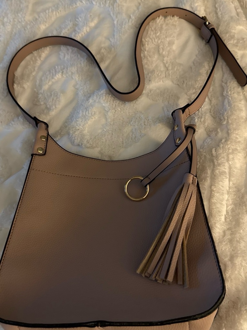 Taupe Tassel Crossbody Bag - Unbranded
